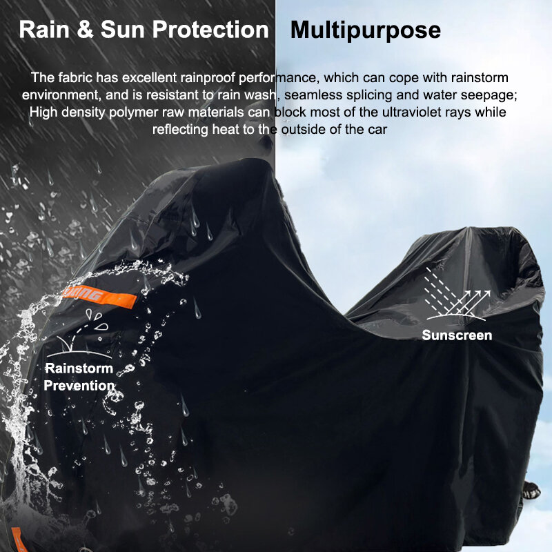 POLE-Outdoor impermeável Tampa Da Motocicleta, Oxford Motorbike Rain Cover, UV tampa protetora do carro, grossa, Dustproof, ao ar livre, 300D