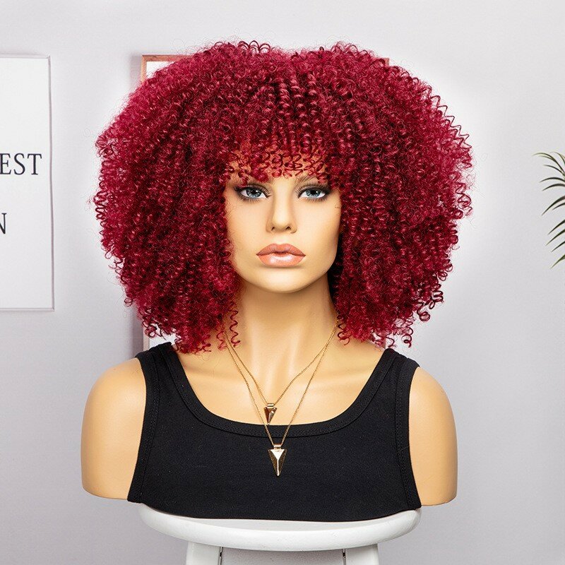 Wig New Women's Wig African Fashion Explosion Small Curly Short Curly Hair Multi Color Wig Headcover