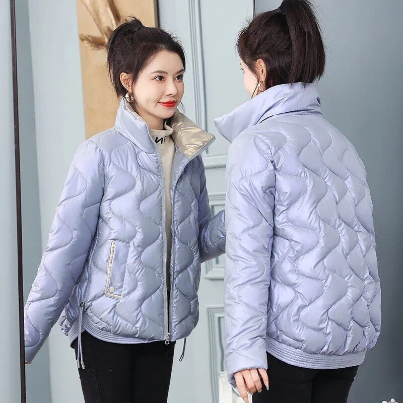 2023 New Winter Jacket Women Parkas Thick Down Cotton Padded Parka Female Jacket Stand Collar Short Coat Slim Warm Outwear