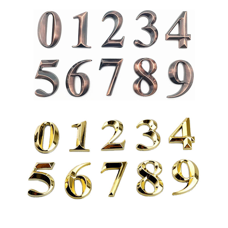 10 buah gerbang digit 0 hingga 9 nomor Tag angka pintu plak rumah tanda laci Plating Hotel rumah stiker alamat Label pintu