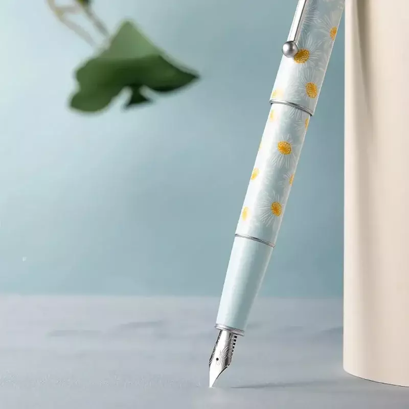 Hongdian-天然絵画スタイルの金属製万年筆、fペン先、学校の事務用品、絶妙なギフトペン、文房具、c3