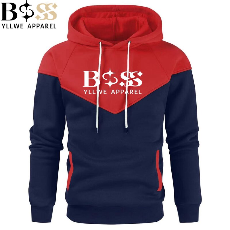 2024 BSS YLLWE APPAREL New Men's Clothing Men's Leisure Sports Hooded Collar Large Fashion Letter Printing Sweatshirt Hooded