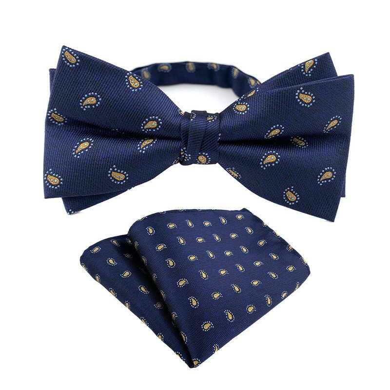 Conjunto de pajarita de Cachemira para hombre, corbata cuadrada de bolsillo, pañuelo, Corbatas para boda y negocios