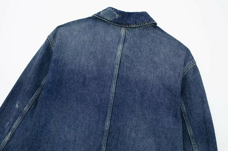 Jaqueta jeans de manga comprida feminina, casaco chique de botão, versão coringa solta, decoração de bolso, retrô, nova moda, primavera, 2022