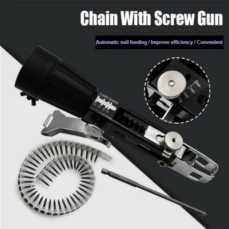 Automatic Nail Feeder Kit With 50PCS Chain Studs Automatic Nail Gun Chain Screw Gun Gypsum Board Tools