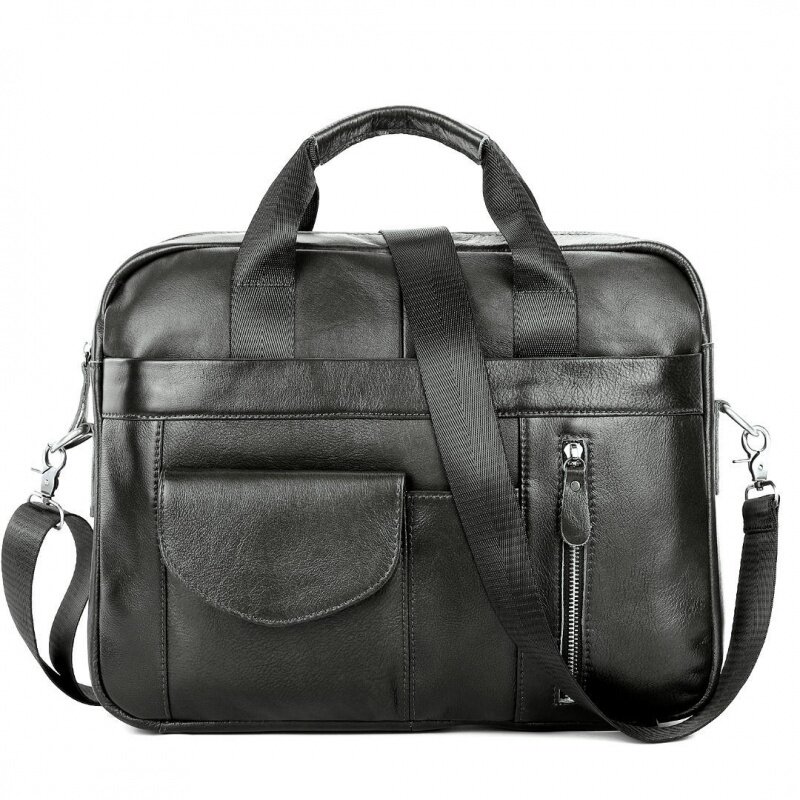 Business Men Cowhide Leather Briefcase Bag Genuine Leather Crossbody Bag Large Capacity Laptop Bag Office File Handbag