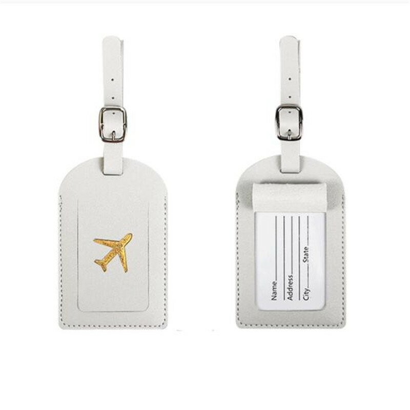 Women Men PU Leather Luggage Tag Suitcase Identifier Label Baggage Boarding Bag Tag Name ID Address Holder Travel Accessories