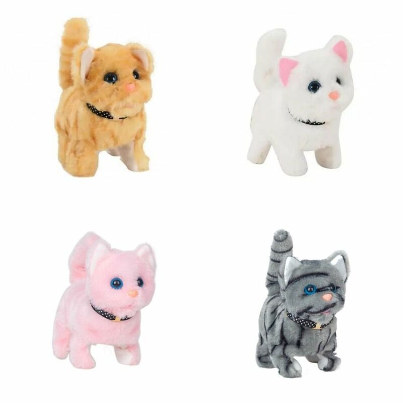 인터랙티브 귀여운 전자 애완 동물 재미있는 봉제 인형, 만화 야옹 고양이 장난감, 부드러운 음성 산책 고양이 봉제 인형, 어린이