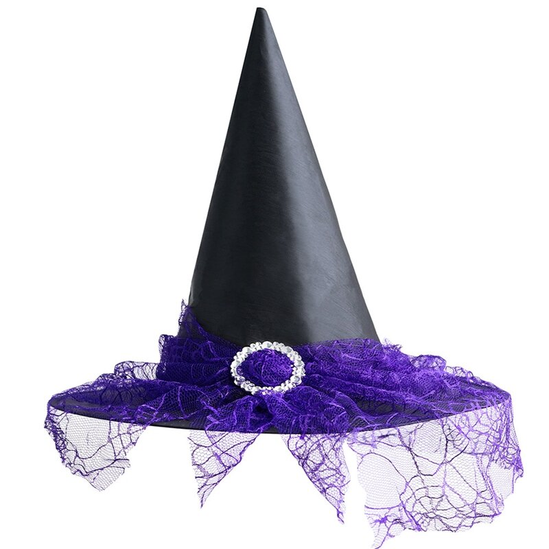 Bambini adulti Halloween Vintage cappelli da strega veli di pizzo cappelli da strega puntelli Cosplay di Halloween accessori per costumi forniture per feste