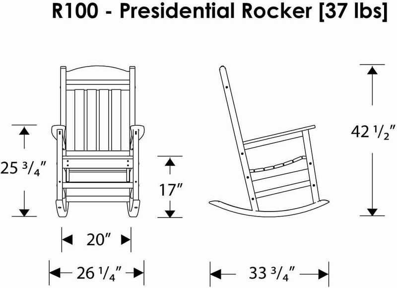 POLYWOOD-Cadeira Balanço Presidencial, Branco, R100WH