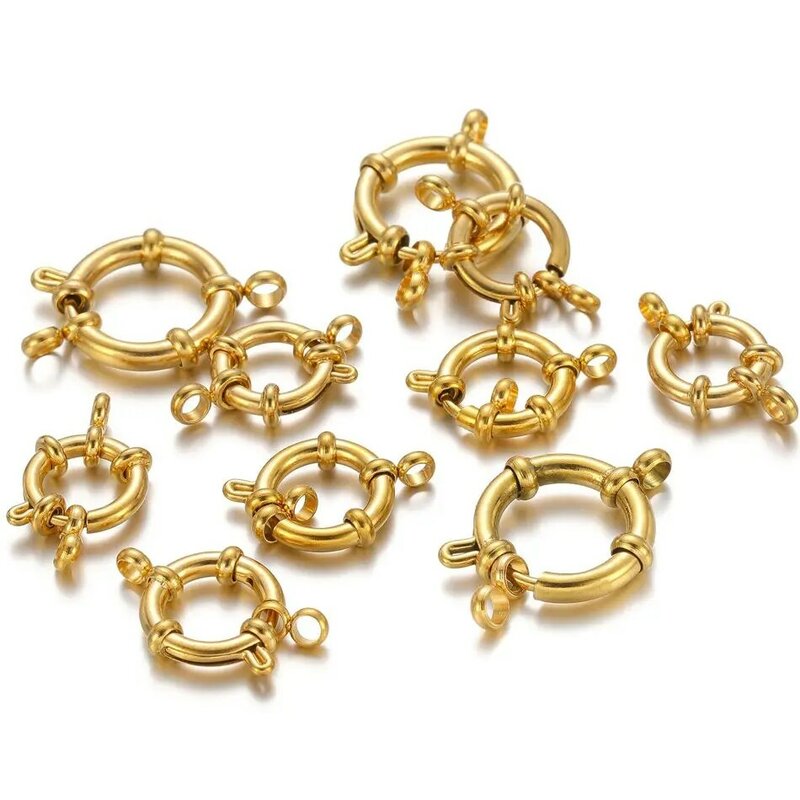 4 pçs de aço inoxidável ouro redondo primavera fechos ganchos para pulseira clavícula colar fecho conectores diy jóias fazendo suprimentos
