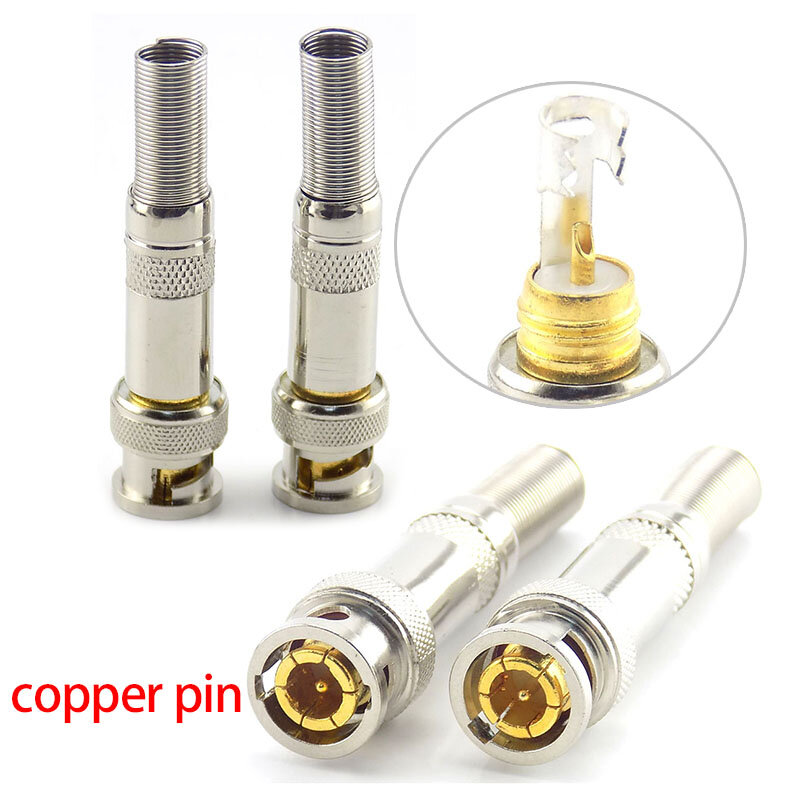5pcs BNC Male Solder Copper Pin BNC Connector for Cctv Camera System Security Accessories