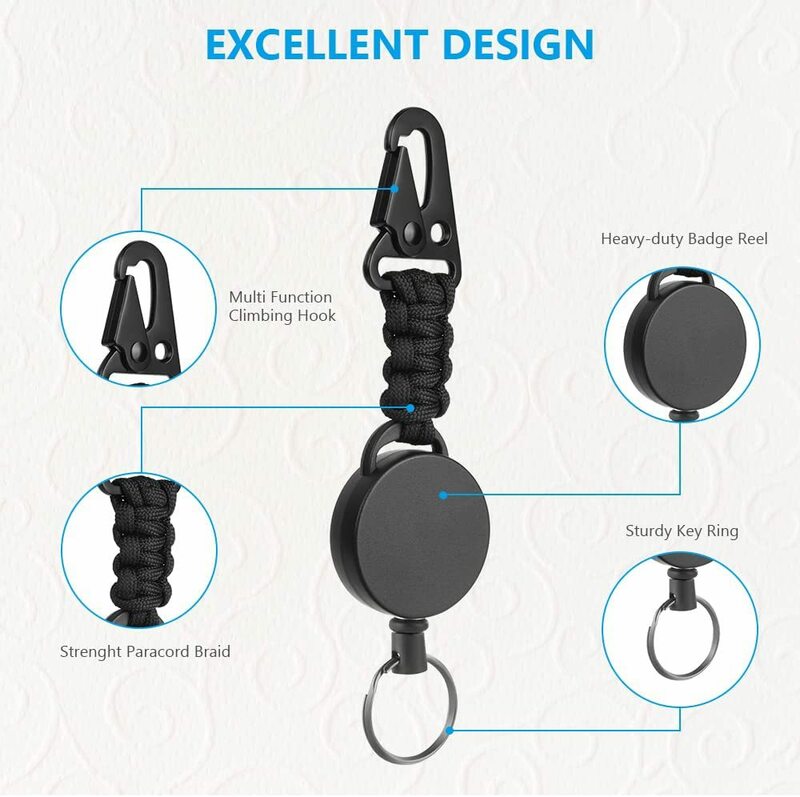 Retractable Badge Reel Clip Metal ABS Lanyard Name Tag Badge Holder Reels Recoil Belt Heavy Duty Key Ring Keychain Badge Clip