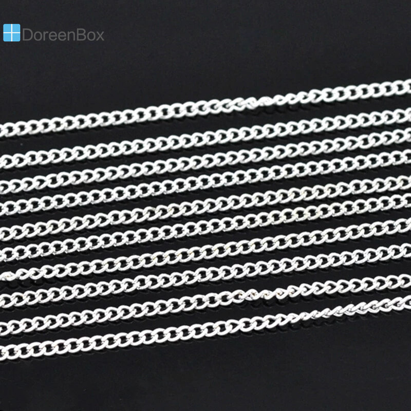10 meter Doreen Box Link Eröffnete Curb Ketten Eisen Legierung Silber farbe Für DIY Armband Halskette Schmuck Machen 3x 2,2mm (B13656)