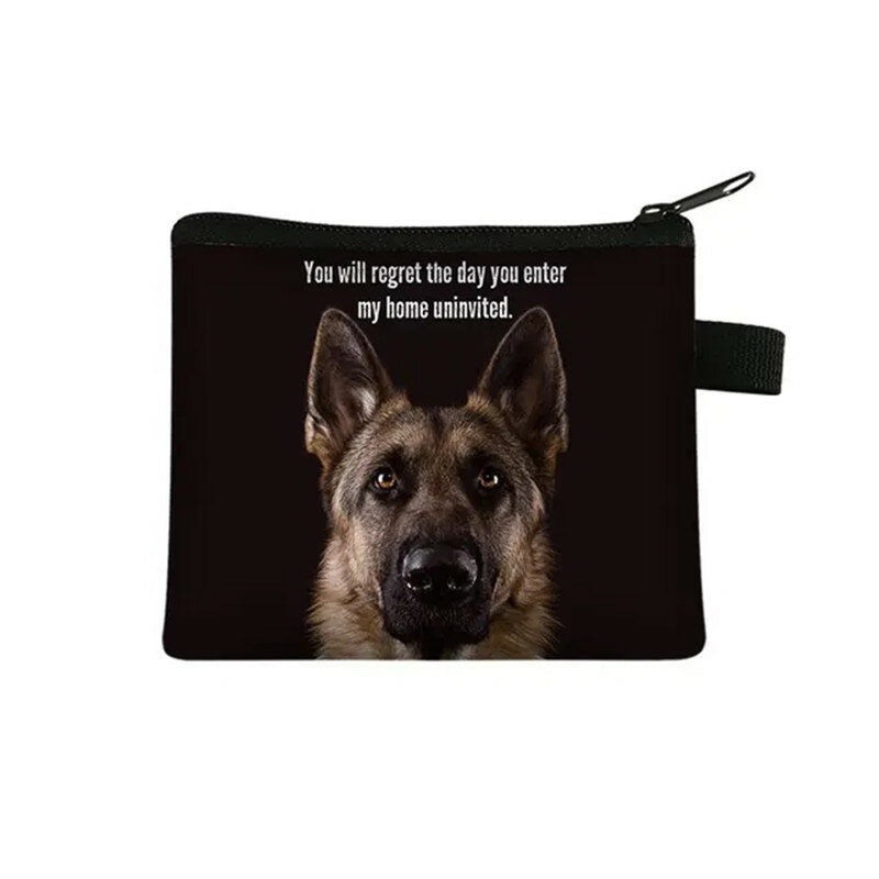 Monedero con estampado de perro de pastor alemán/Husky para mujer, cartera de mano para niñas, bolso con cremallera, monedero bonito