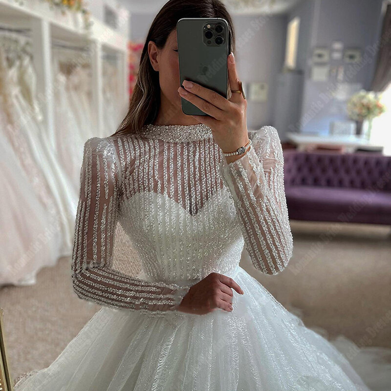 Gaun pernikahan wanita model A-Line Bohemian gaun pengantin Motif renda cerah gaun pengantin panjang pel pertunangan Putri Vestido De Novias 2024