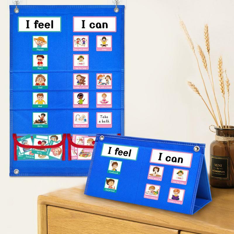 Tabla de tareas para niños, tabla de Horario diaria con 54 tarjetas de actividad, horario Visual con dos bolsillos de almacenamiento extraíbles