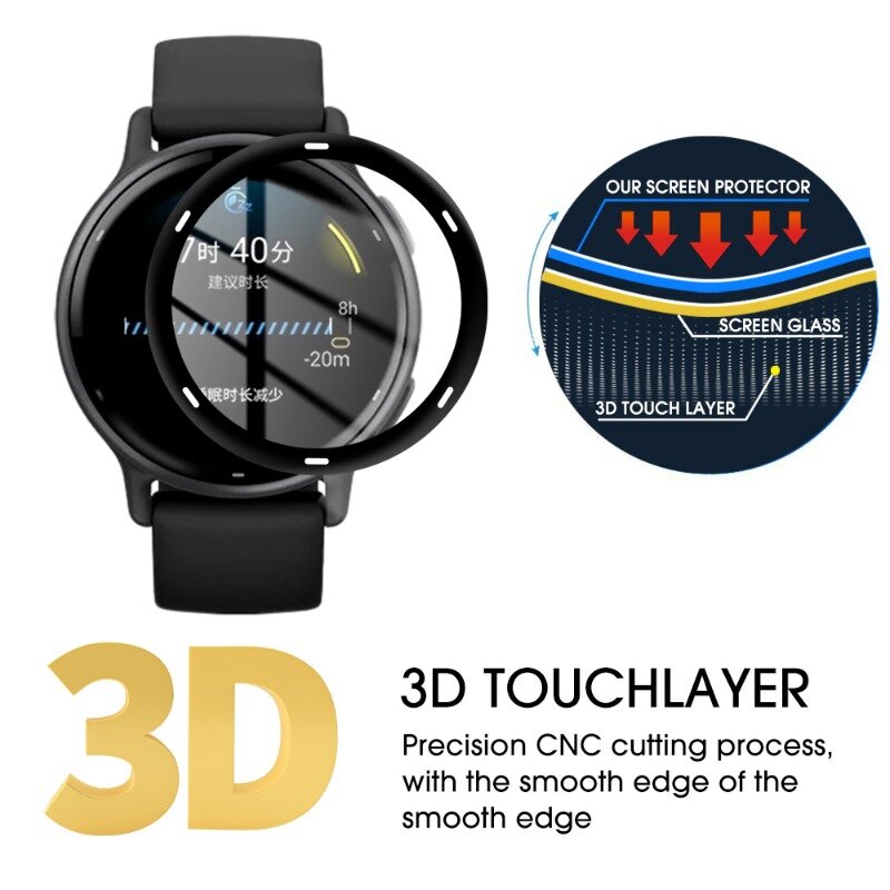 Protector de pantalla para Garmin Vivoactive 5, película protectora curvada 3D para reloj Garmin, película antiarañazos de cobertura completa, no de vidrio