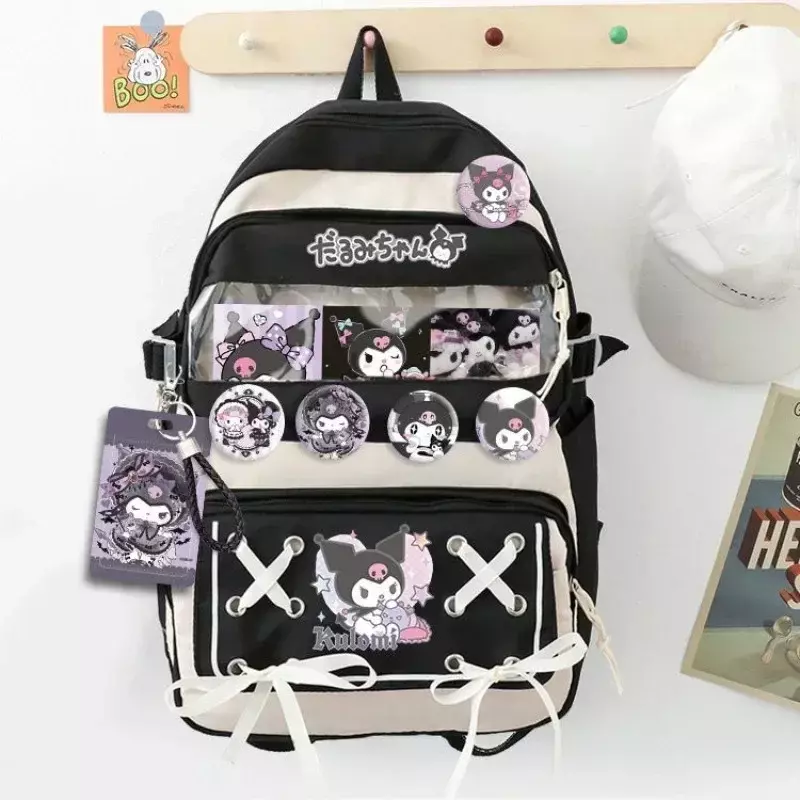 Hello Kitty Kuromi plecak dla gimnazjalistów uroczy modny tornister z kreskówek o dużej pojemności tornister dla kobiet