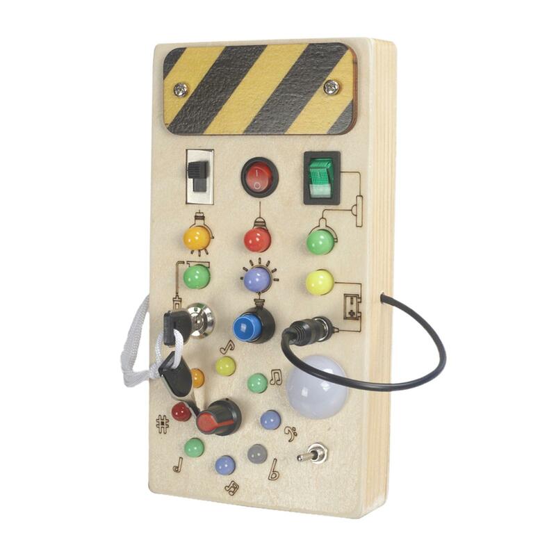 Lights Switch Busy Board Montessori Toy Cognition Game Fine Motor Skill Kids Activity Sensory Board for Children Age 3 +