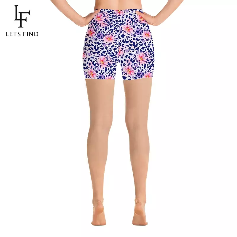 LETSFIND estate nuovo Design donna Fitness leggings elastici a vita alta fiori Leggings con stampa in seta di latte