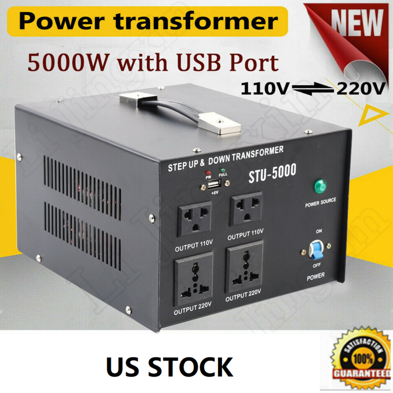 Transformador de potencia de 5000 vatios, convertidor de voltaje eléctrico USB 110 ⇋ 220V, EE. UU.