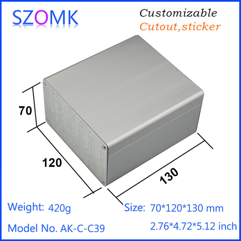 1 шт. 70*120*130 мм серебристая алюминиевая зеркальная алюминиевая коробка, алюминиевые корпуса, экструзии для распределения коробки