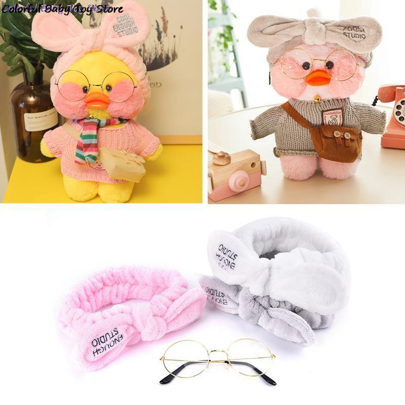 Accesorios de ropa de muñeca Kawaii para niñas, banda para el pelo, bandas de maquillaje para correr, juguete de felpa de pato café, regalos para niñas