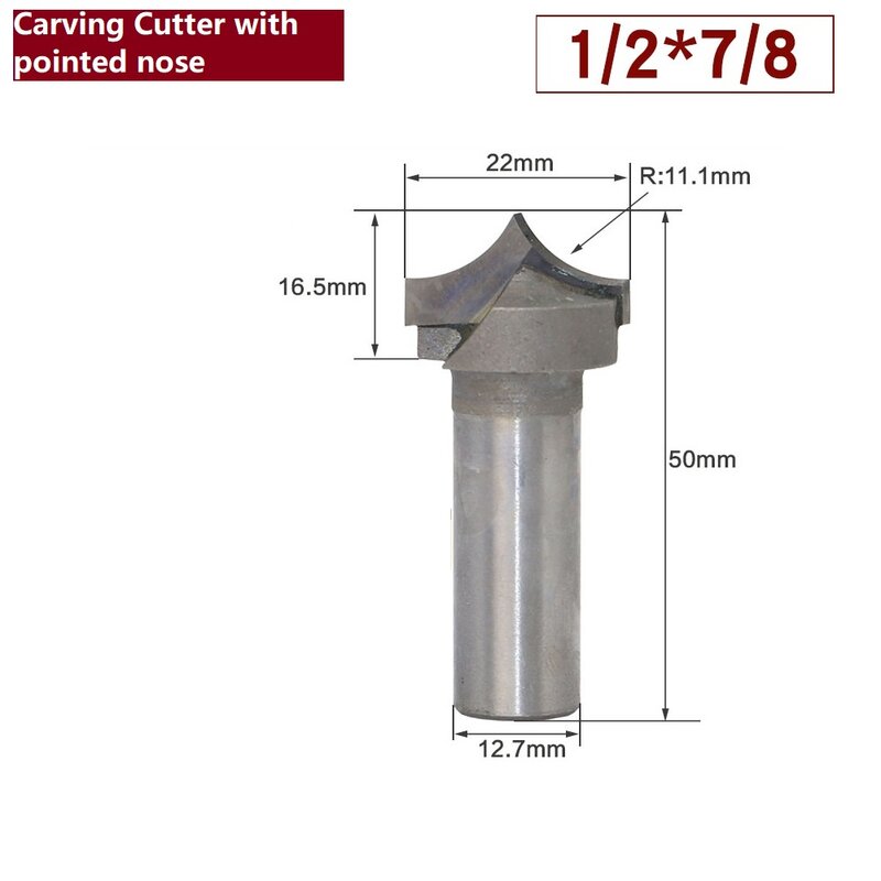 12.7mm Shank Cutter Cutting Round Over Bit Woodworking Tools Carving Tool Solid Carbide Carbide CNC Router Bit For Wood