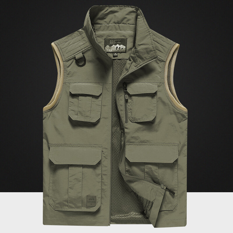 2024 Summer Cargo Vest Mens Casual allentato Multi tasca sottile gilet giacche Ootdoor pesca escursionismo fotografia gilet tattico