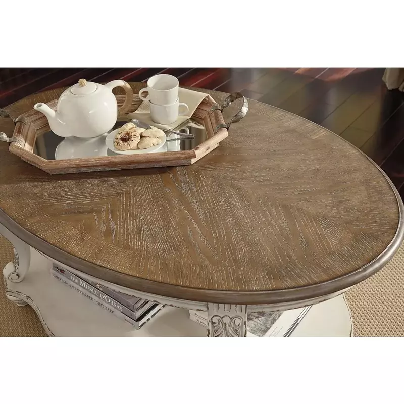 Coffee table lounge cabin, antique white and brown