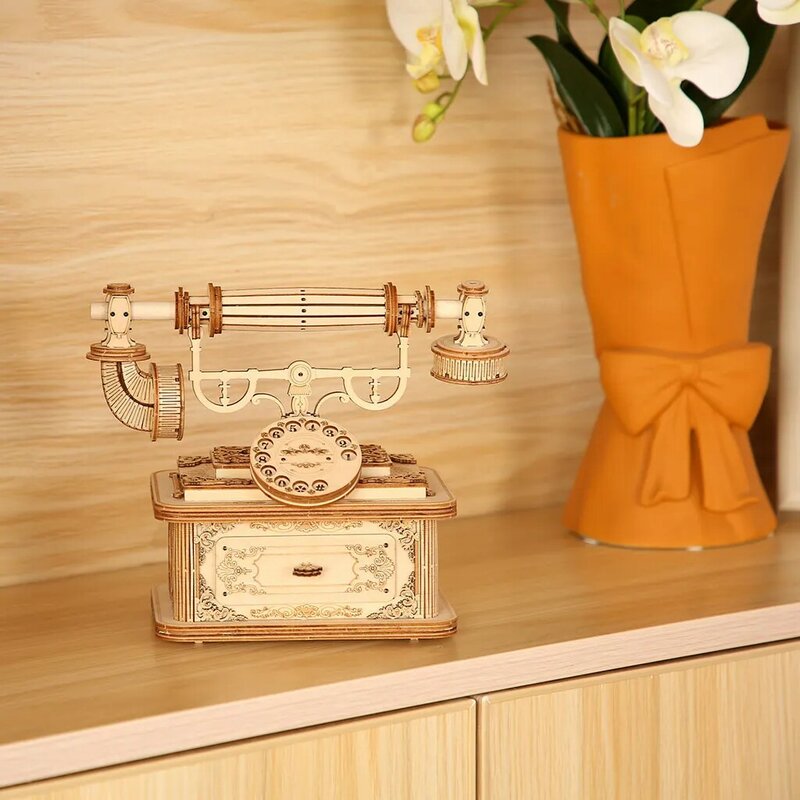 Пазл деревянный 3D для взрослых, 135 шт., креативный Деревянный Ретро-телефонометр, настольное украшение, украшение для гостиной, три размера