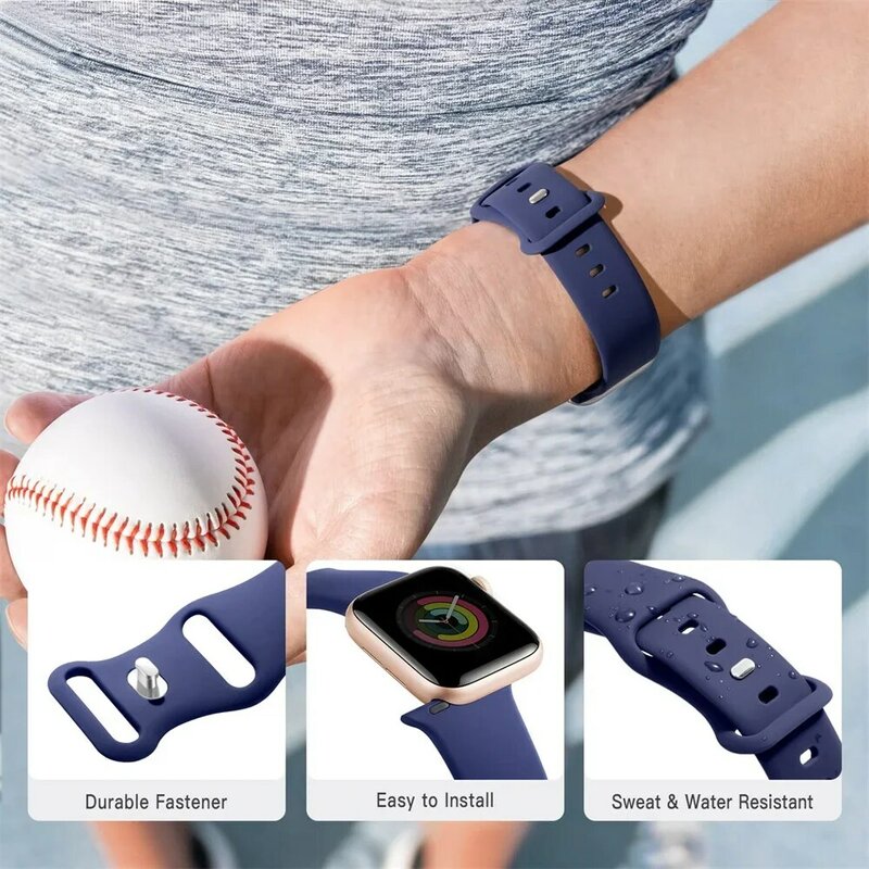 Bracelet sport en silicone pour Apple Watch Band, 44mm, 40mm, 45mm, 41mm, 42-38mm, iWatch Series 8, 7, SE, 3, 4, 5, 6, 9, Ultra 2, 49mm
