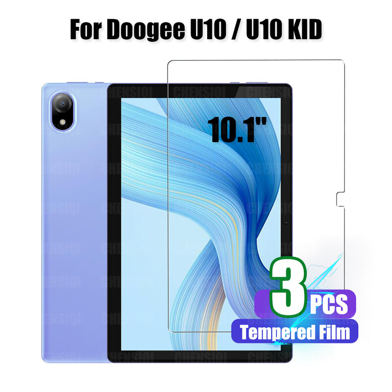 Film kaca Tempered untuk Doogee U10/U10 anak 10.1 inci (2023 dirilis) kekerasan 9H HD anti-sidik jari pelindung layar Premium