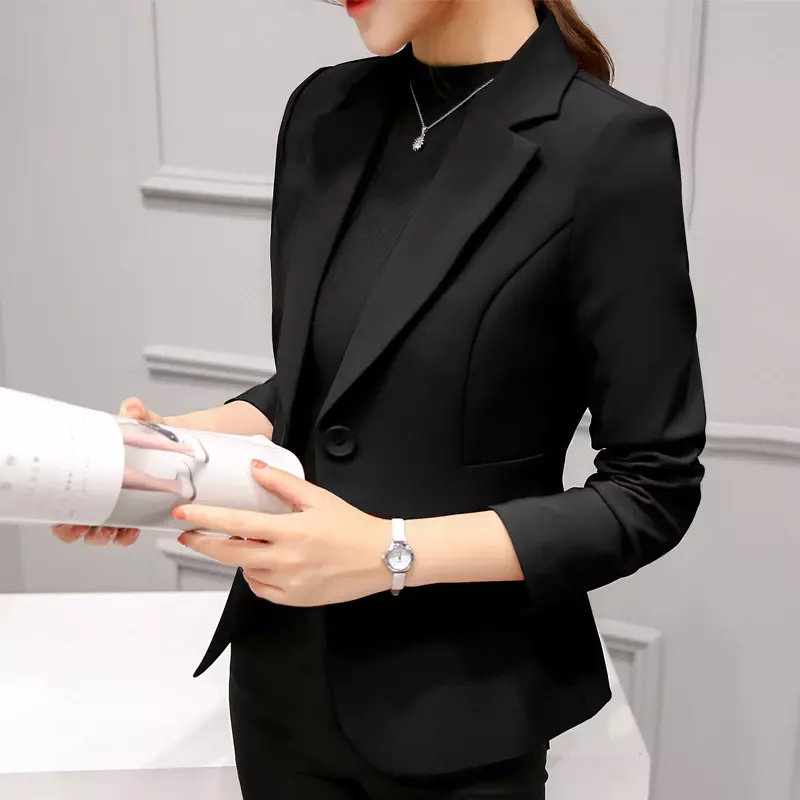 Business Casual Blazer dentellato giacca da donna elegante cardigan cappotti con bottoni Solid Veste Femme Work top Slim Office Lady Suits
