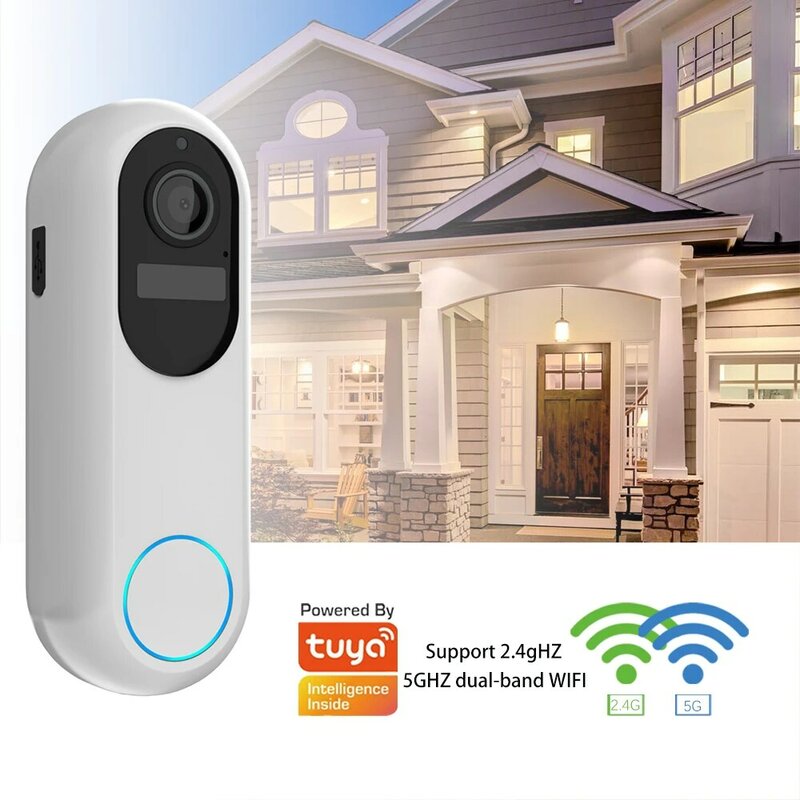 Nieuwe Tuya Smart Video Deurbel Waterdicht Nachtzicht Home Security 1080P Fhd Camera Digitale Visuele Intercom 2.4Ghz 5ghz Wifi