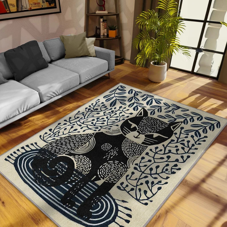 Alfombra moderna de estilo minimalista para sofá, tapete con estampado de área grande para sala de estar, dormitorio creativo, cabecera, suave