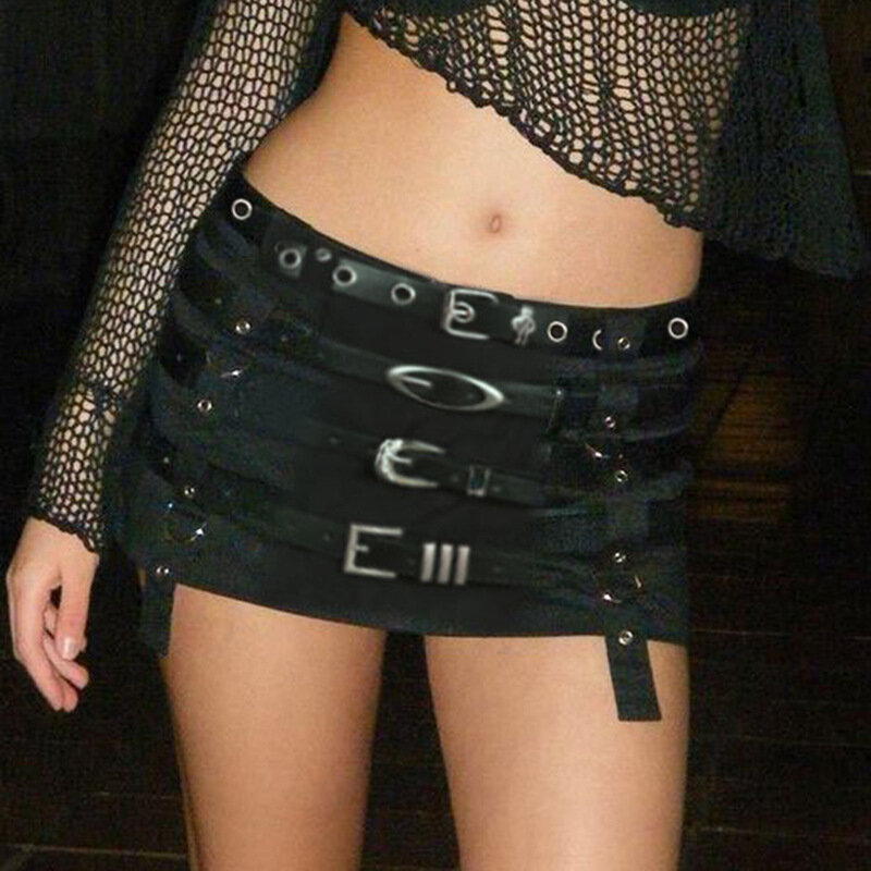 Летняя женская мини-юбка в японском стиле, Goth Cyber Punk Gyaru Coquette Harajuku 2000s Y2k, уличная одежда, E-girl, темная академия