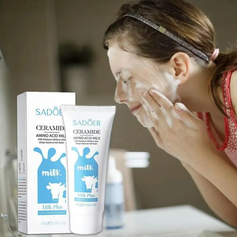 Detergente viso con aminoacidi delicati idratante pulizia profonda schiarente controllo dell'olio ridurre i pori Mousse detergente cura della pelle