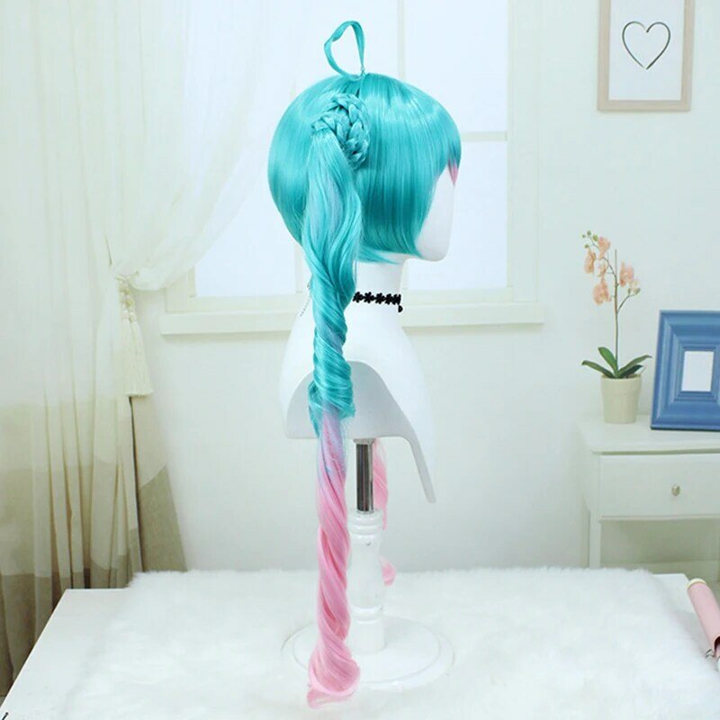 Anime VOCALOID Lolita Cosplay Wig Adult Women Double Ponytail Heat Resistant Plait Hair Halloween Party Costume Accessory Props