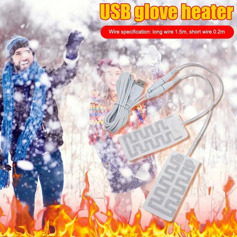Protector de guantes con Usb para calentar las manos, almohadilla térmica de fibra de carbono para calentar la cintura y el brazo, 1 par