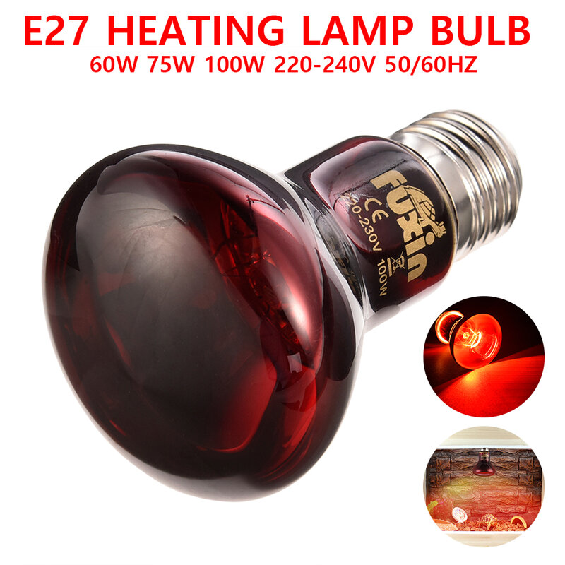Pet Red Heating Lamp E27 Day Night For Amphibian Snake Lamp Heat Reptile Bulb UV Light 25W 50W 100W AC220-240V