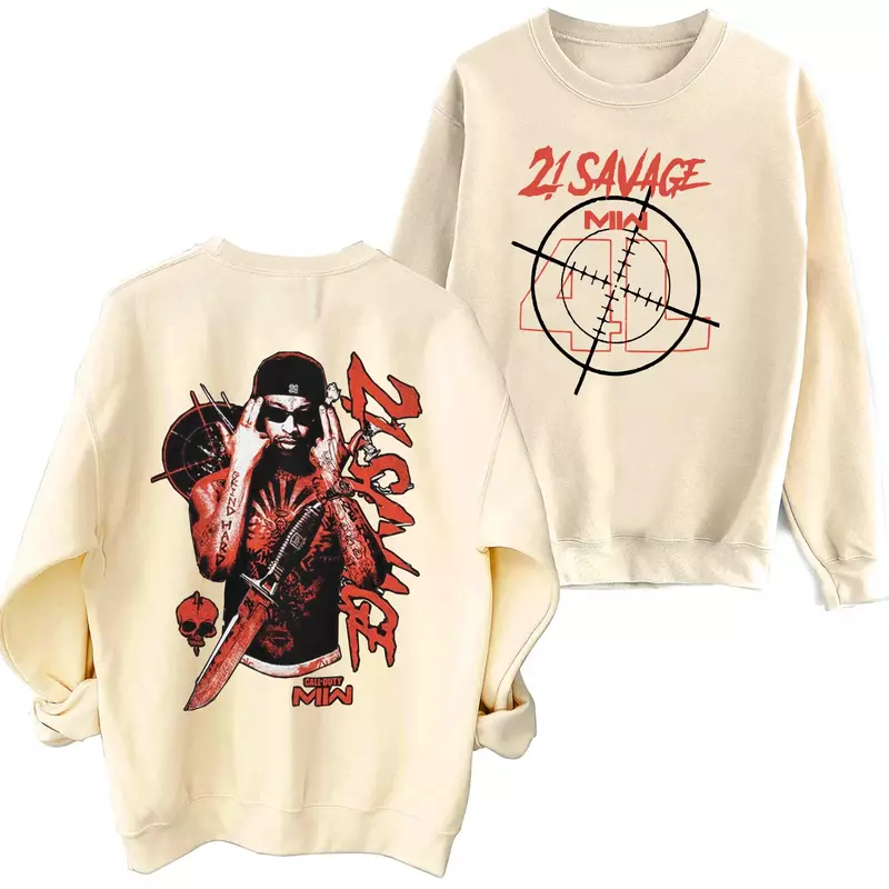 21 Savage American Dream 2024 Sweatshirt Harajuku Hip Hop Round Neck Long Sleeve Oversized Hoodie Fans Gift
