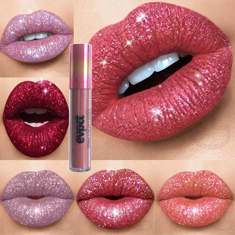 Diamant Glitter Lip Gloss Make-Up 15 Farben Matte-ändern Wasserdicht Anhaltende Shimmer Shiny Illusion Natürliche Flüssigkeit Lippenstift