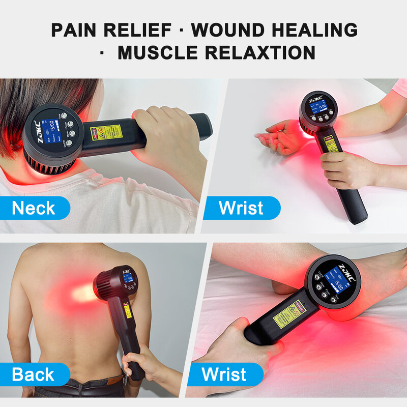 ZJZK-terapia láser de tejido suave para el hogar, láser frío para dolor de rodilla, tensión muscular, degeneración de disco de espalda baja, 650nm, 808nm