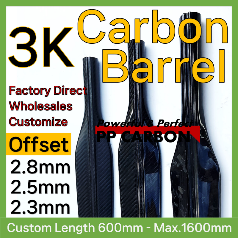 Tubo de carbono PPCARBON para Barril de sepia, pistola de lanza, 26x30mm, 28x32mm, longitud 900mm, 1000mm, 1050mm, 1200mm