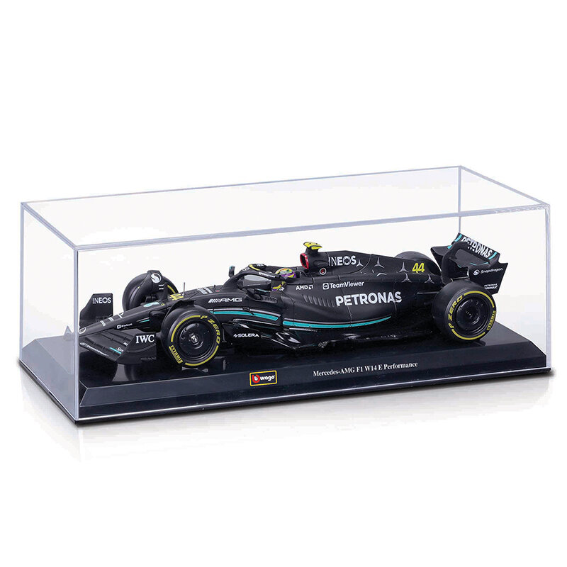 Модель автомобиля Mercedes-AMG F1 Team W14 Bburago 1:24, большой размер, специальный выпуск № 44, из сплава Гамильтона, Модель гоночного автомобиля, литая игрушка