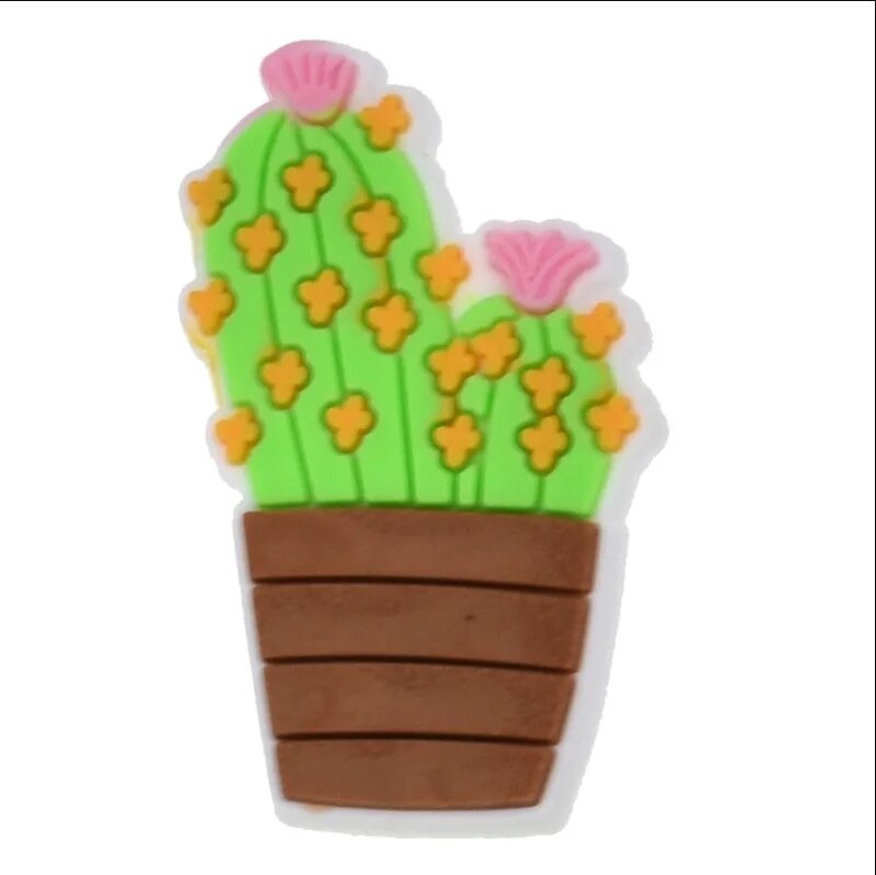 Niedlich schöne heiße Verkauf PVC grüne Pflanze Kaktus Zitrone Blume Hut Schuh Charms Schnallen Dekor Zubehör für Clog Armbänder Telefon cas
