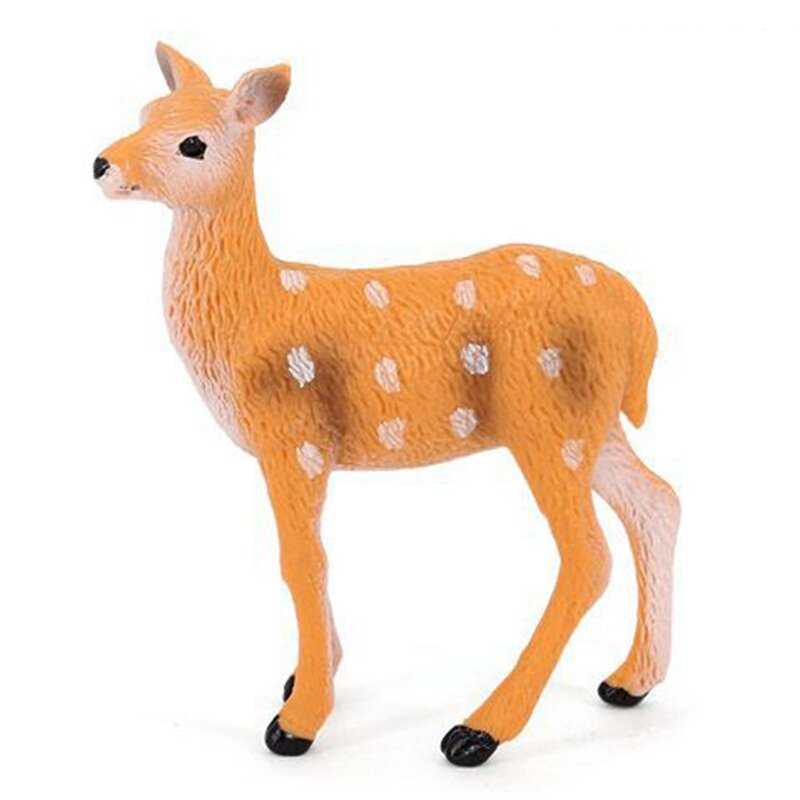 Sika e Sika Deer Figurine Set, Estatueta Animal, Decoração De Bolo, Presente De Aniversário, Party Toys, Drop Ship, 6Pcs