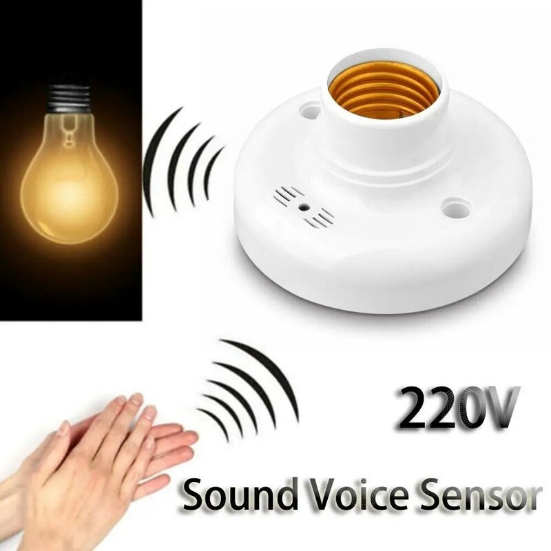Sensor de Control de voz y sonido, interruptor de retardo de Base de lámpara, soporte de bombilla LED AC220V, accesorios de iluminación de tornillo E27, adaptador de enchufe de luz